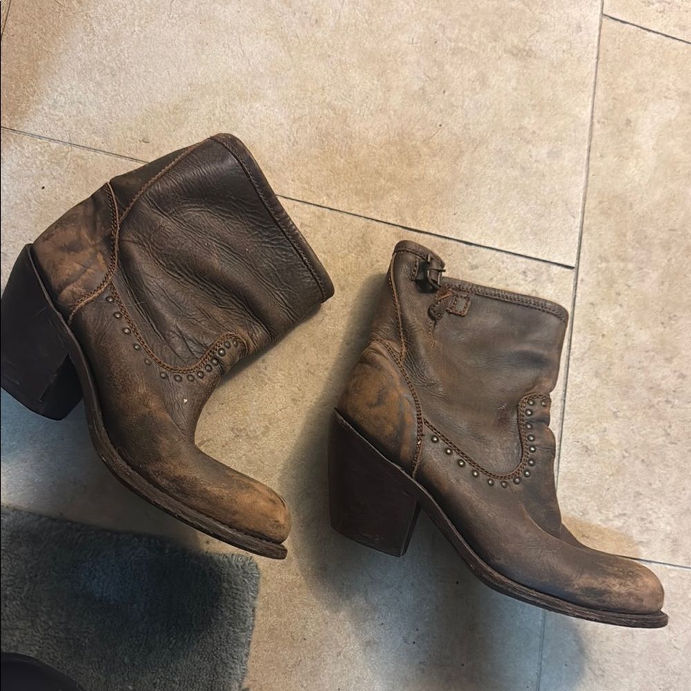Women's Brown Leather Cowboy Boots Size 8 Made in Mexico - Like New LEATHER